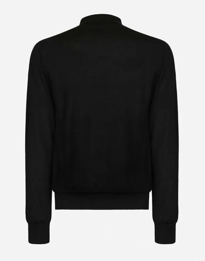 Dolce and Gabbana Sweaters And Cardigans Men Cashmere Polostyle Sweater With DG Logo Embroidery Black Dolce and Gabbana Sweaters And Cardigans Men Cashmere Polostyle Sweater With DG Logo Embroidery Black