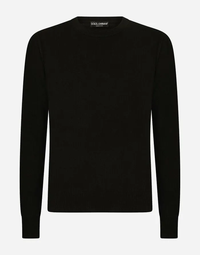 Dolce and Gabbana Sweaters And Cardigans Men Cashmere Roundneck Sweater Black Dolce and Gabbana Sweaters And Cardigans Men Cashmere Roundneck Sweater Black