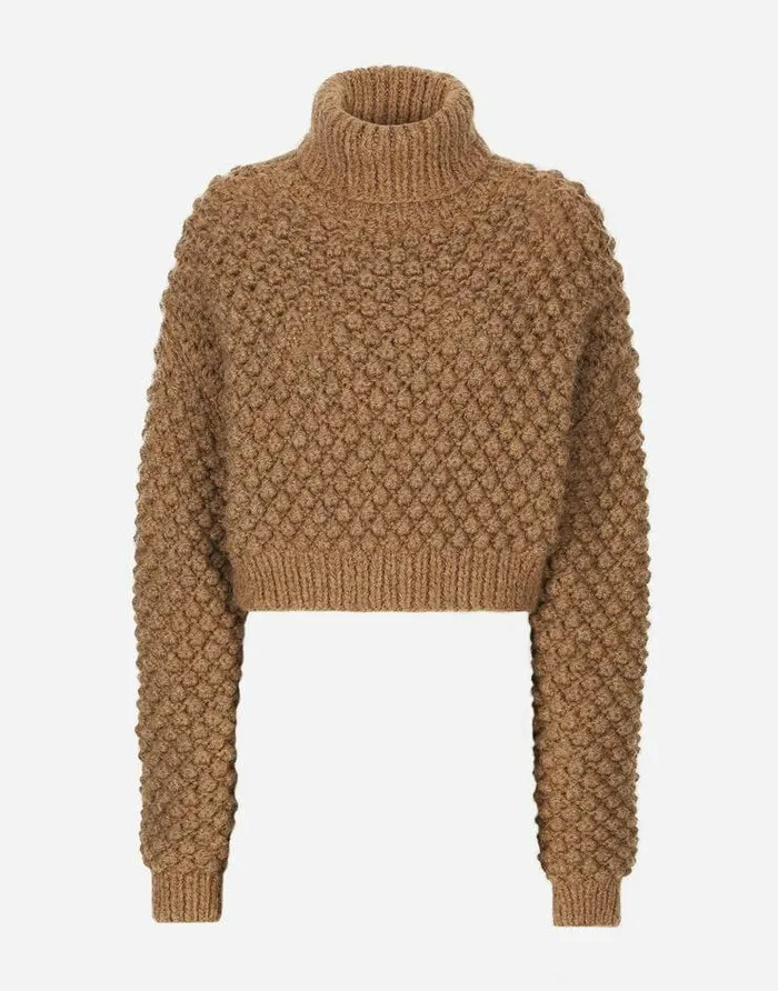Dolce and Gabbana Sweaters And Cardigans Women Hazelnutstitch Alpaca Turtleneck Sweater Beige