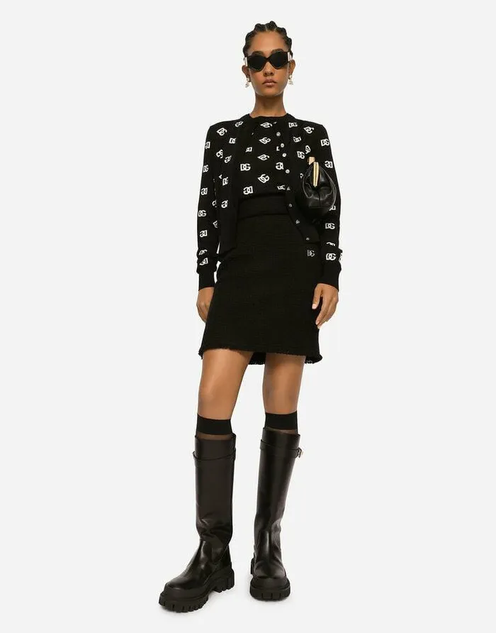 Dolce and Gabbana Sweaters And Cardigans Women Wool And Silk Vest With Allover DG Logo Multicolor Dolce and Gabbana Sweaters And Cardigans Women Wool And Silk Vest With Allover DG Logo Multicolor