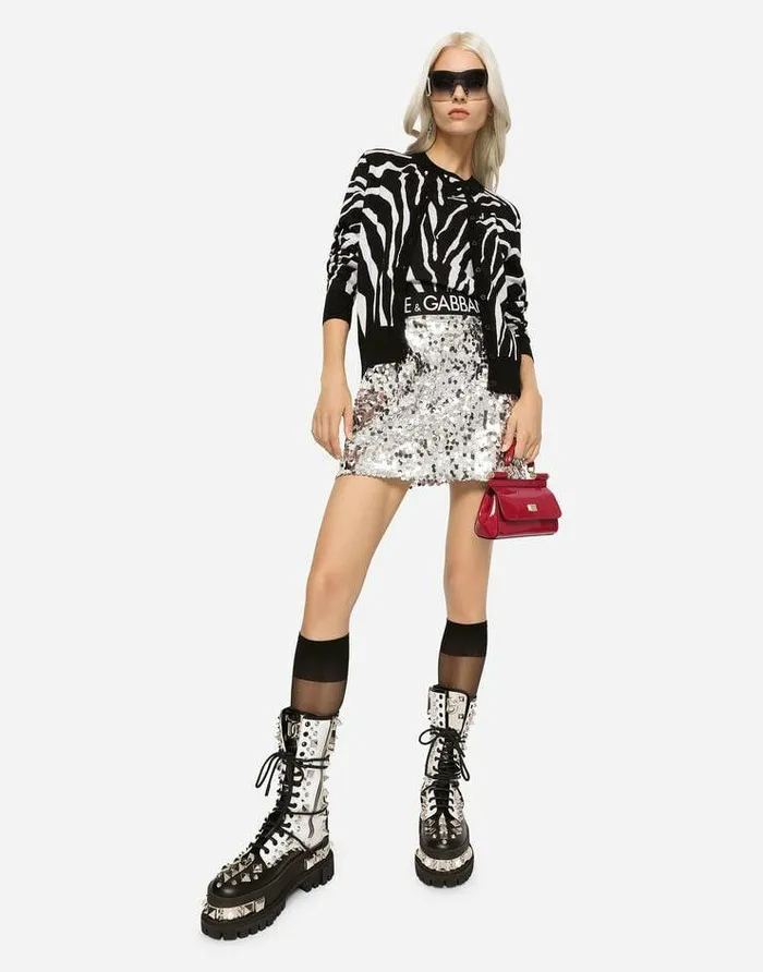Dolce and Gabbana Sweaters And Cardigans Women Zebradesign Jacquard Sweater In Wool And Silk Multicolor Dolce and Gabbana Sweaters And Cardigans Women Zebradesign Jacquard Sweater In Wool And Silk Multicolor