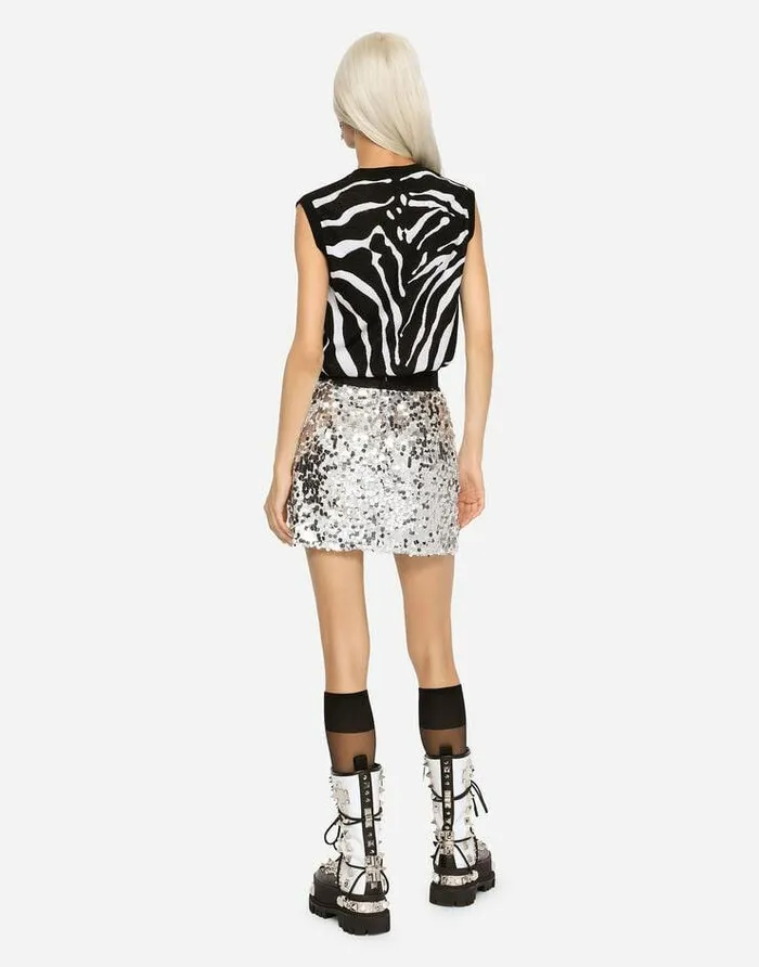 Dolce and Gabbana Sweaters And Cardigans Women Zebradesign Jacquard Sweater In Wool And Silk Multicolor Dolce and Gabbana Sweaters And Cardigans Women Zebradesign Jacquard Sweater In Wool And Silk Multicolor