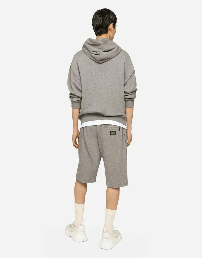 Dolce and Gabbana Sweatshirts Men Jersey Hoodie With Branded Tag Grey Dolce and Gabbana Sweatshirts Men Jersey Hoodie With Branded Tag Grey