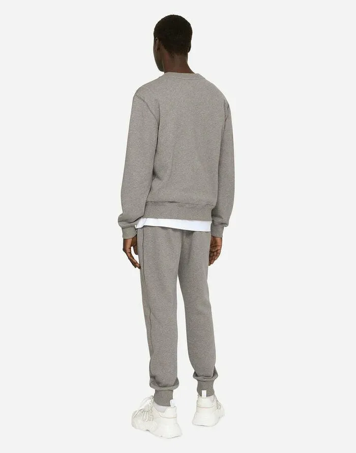 Dolce and Gabbana Sweatshirts Men Jersey Sweatshirt With Branded Tag Grey Dolce and Gabbana Sweatshirts Men Jersey Sweatshirt With Branded Tag Grey