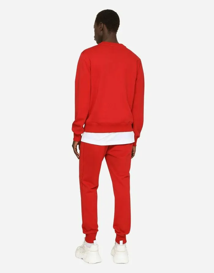 Dolce and Gabbana Sweatshirts Men Jersey Sweatshirt With Branded Tag Red Dolce and Gabbana Sweatshirts Men Jersey Sweatshirt With Branded Tag Red