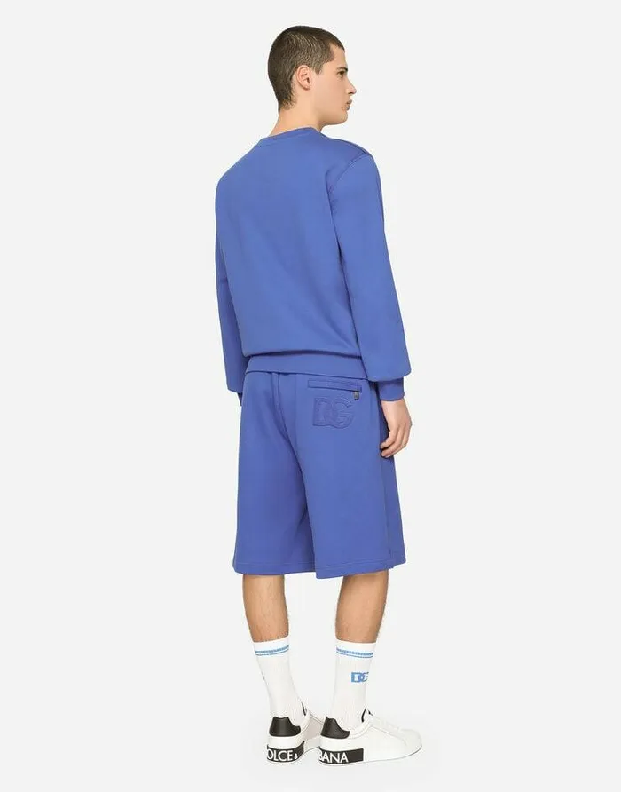 Dolce and Gabbana Sweatshirts Men Jersey Sweatshirt With DG Embroidery Blue Dolce and Gabbana Sweatshirts Men Jersey Sweatshirt With DG Embroidery Blue