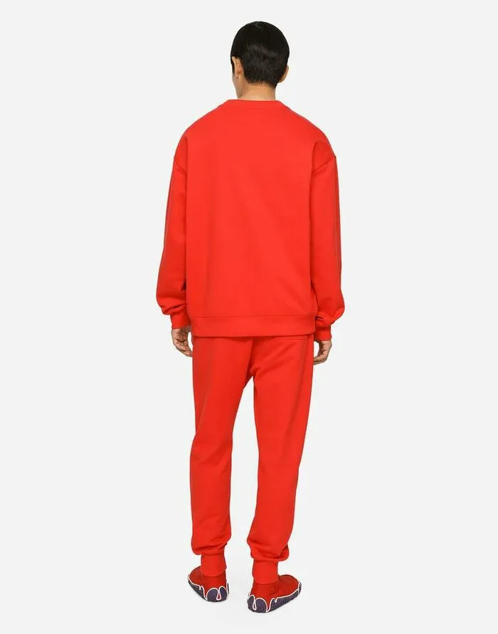 Dolce and Gabbana Sweatshirts Men Jersey Sweatshirt With Embossed DolceandGabbana Tag Red Dolce and Gabbana Sweatshirts Men Jersey Sweatshirt With Embossed DolceandGabbana Tag Red