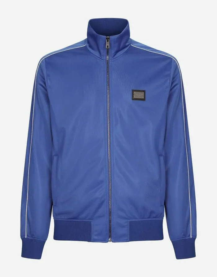 Dolce and Gabbana Sweatshirts Men Zipup Triacetate Sweatshirt With Tag And Bands Blue Dolce and Gabbana Sweatshirts Men Zipup Triacetate Sweatshirt With Tag And Bands Blue