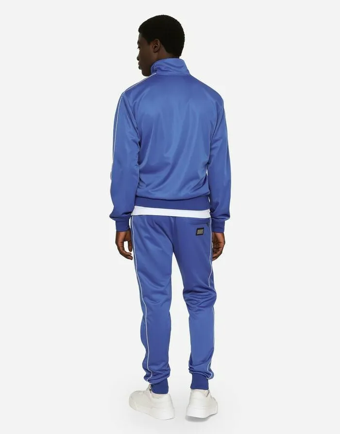 Dolce and Gabbana Sweatshirts Men Zipup Triacetate Sweatshirt With Tag And Bands Blue Dolce and Gabbana Sweatshirts Men Zipup Triacetate Sweatshirt With Tag And Bands Blue