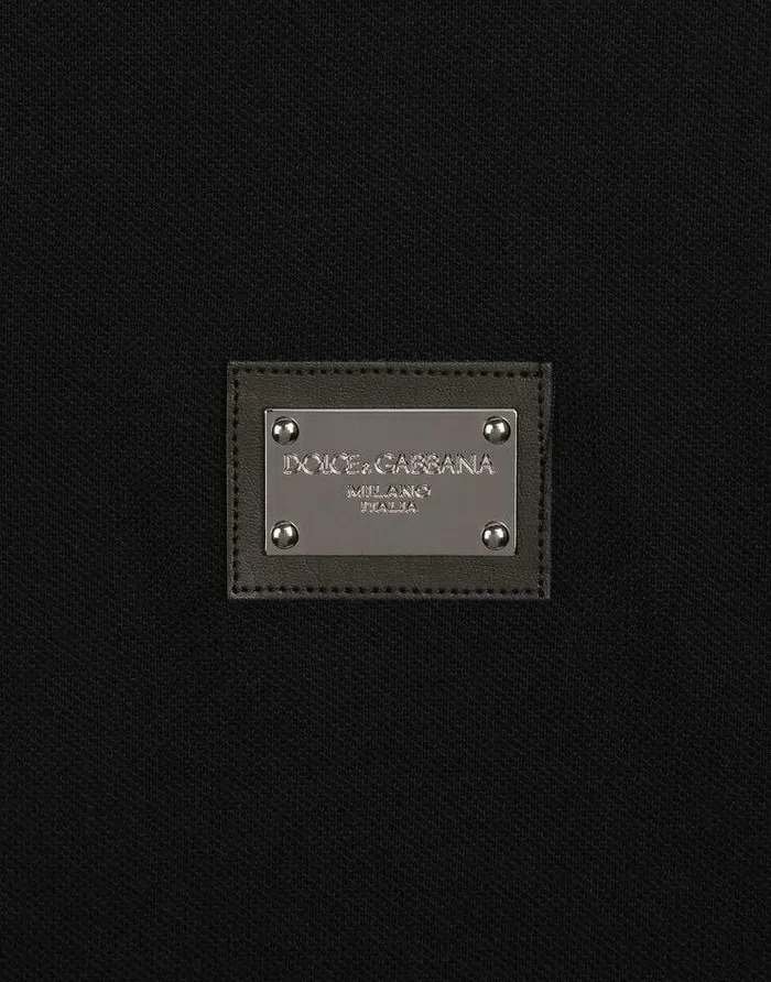 Dolce and Gabbana TShirts And Polos Men Cotton Piqu Poloshirt With Branded Tag Black Dolce and Gabbana TShirts And Polos Men Cotton Piqu Poloshirt With Branded Tag Black