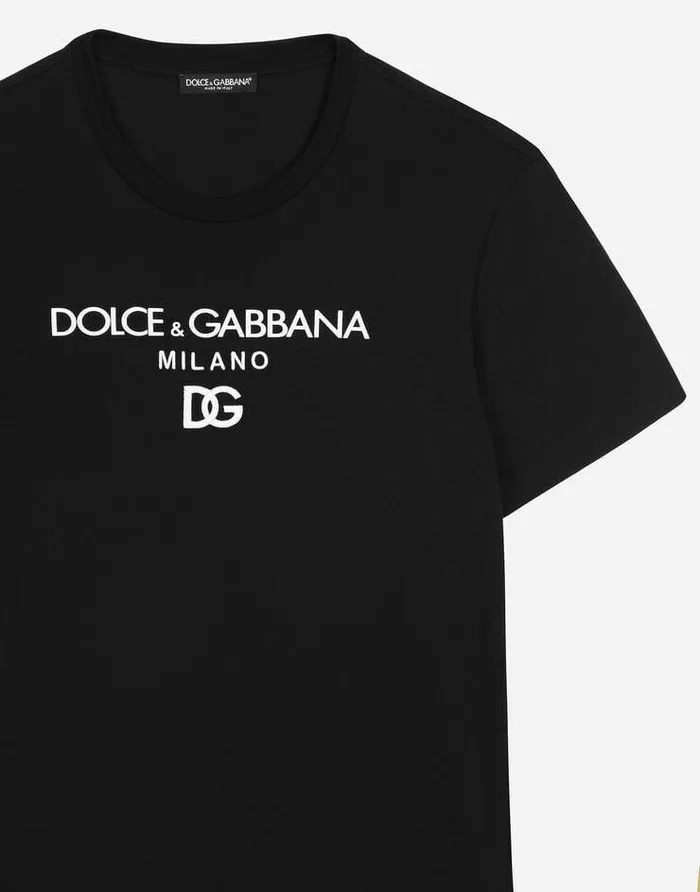 Dolce and Gabbana TShirts And Polos Men Cotton Tshirt With DG Embroidery And Patch Black Dolce and Gabbana TShirts And Polos Men Cotton Tshirt With DG Embroidery And Patch Black