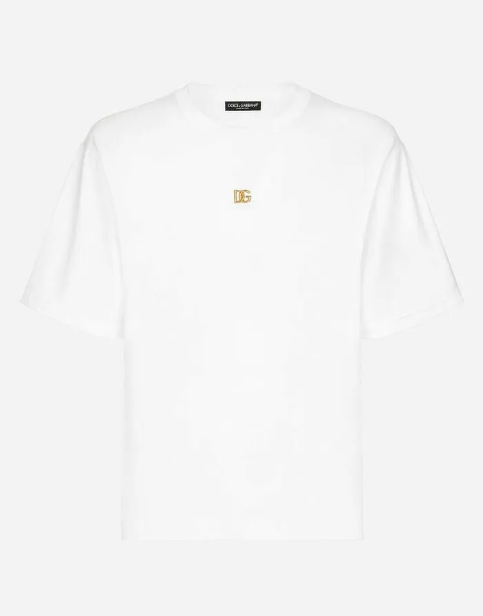 Dolce and Gabbana TShirts And Polos Men Cotton Tshirt With DG Logo White