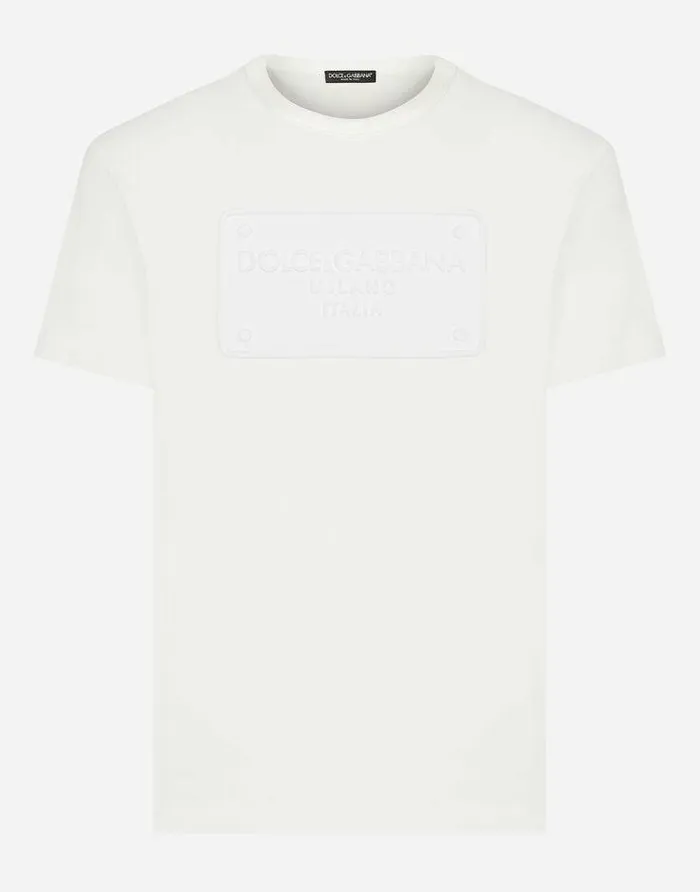 Dolce and Gabbana TShirts And Polos Men Cotton Tshirt With Embossed Logo White Dolce and Gabbana TShirts And Polos Men Cotton Tshirt With Embossed Logo White