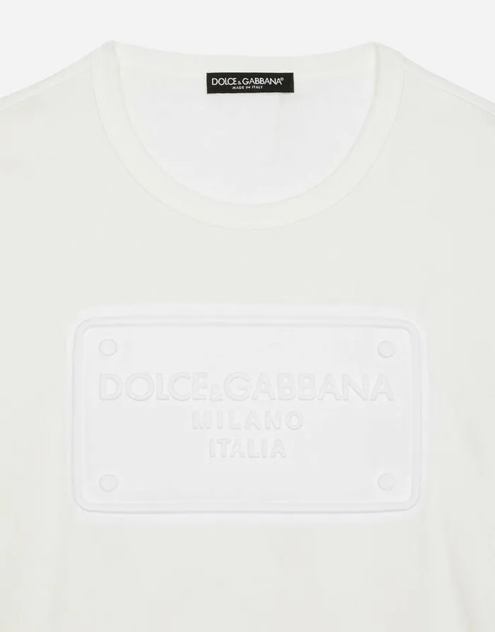 Dolce and Gabbana TShirts And Polos Men Cotton Tshirt With Embossed Logo White Dolce and Gabbana TShirts And Polos Men Cotton Tshirt With Embossed Logo White