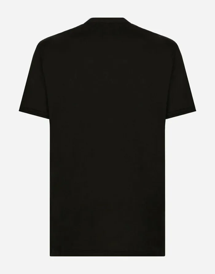 Dolce and Gabbana TShirts And Polos Men Cotton Tshirt With Heraldic DG Patch Black Dolce and Gabbana TShirts And Polos Men Cotton Tshirt With Heraldic DG Patch Black