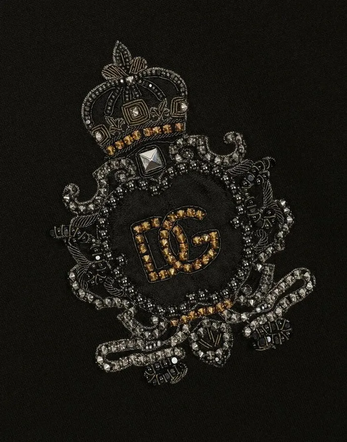 Dolce and Gabbana TShirts And Polos Men Cotton Tshirt With Heraldic DG Patch Black Dolce and Gabbana TShirts And Polos Men Cotton Tshirt With Heraldic DG Patch Black