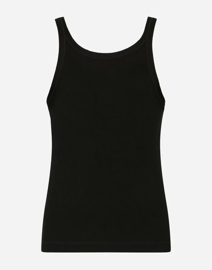 Dolce and Gabbana TShirts And Polos Men Finerib Cotton Jersey Singlet Black