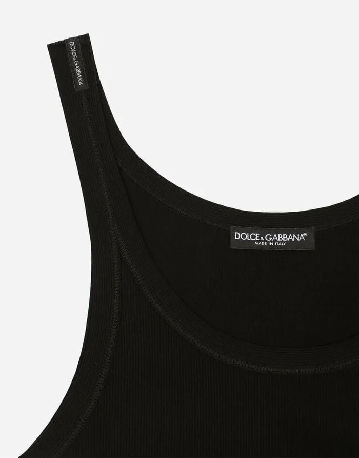 Dolce and Gabbana TShirts And Polos Men Finerib Cotton Jersey Singlet Black