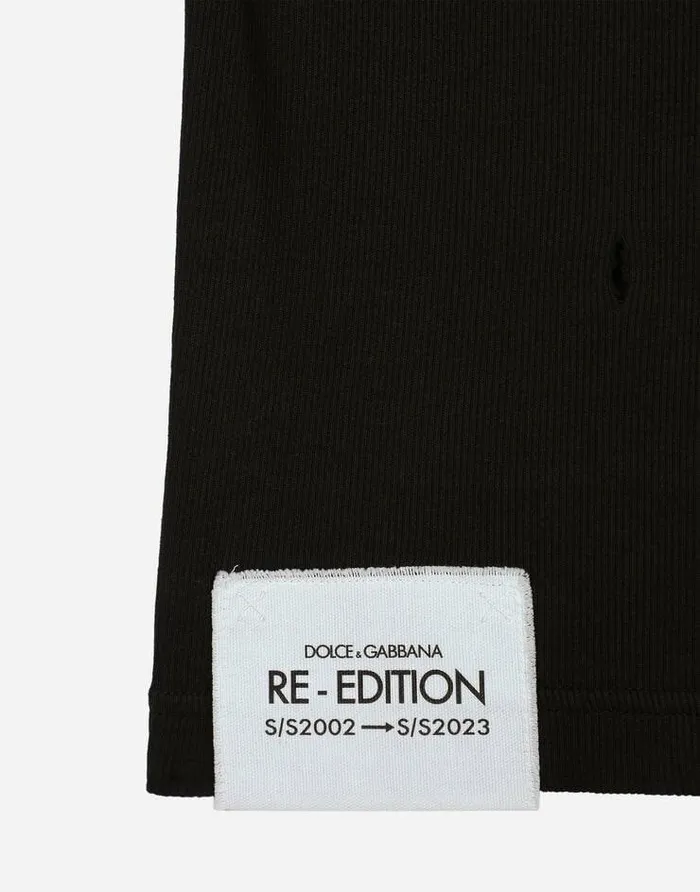 Dolce and Gabbana TShirts And Polos Men Finerib Cotton Singlet With Patch Black Dolce and Gabbana TShirts And Polos Men Finerib Cotton Singlet With Patch Black