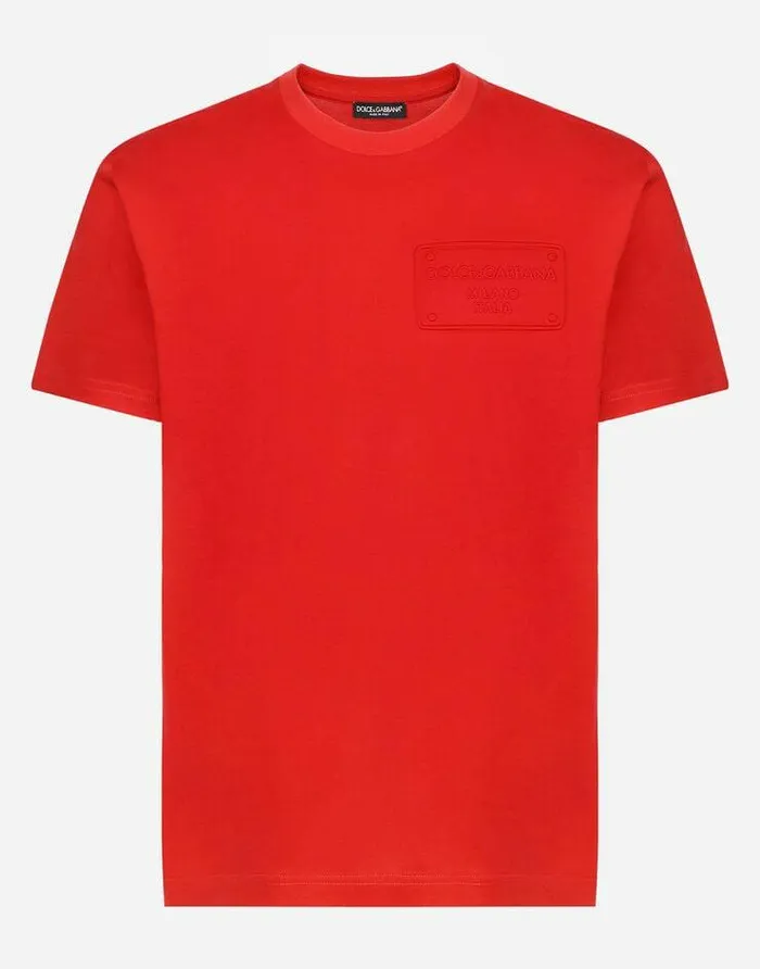 Dolce and Gabbana TShirts And Polos Men Tshirt With Embossed DolceandGabbana Tag Red Dolce and Gabbana TShirts And Polos Men Tshirt With Embossed DolceandGabbana Tag Red