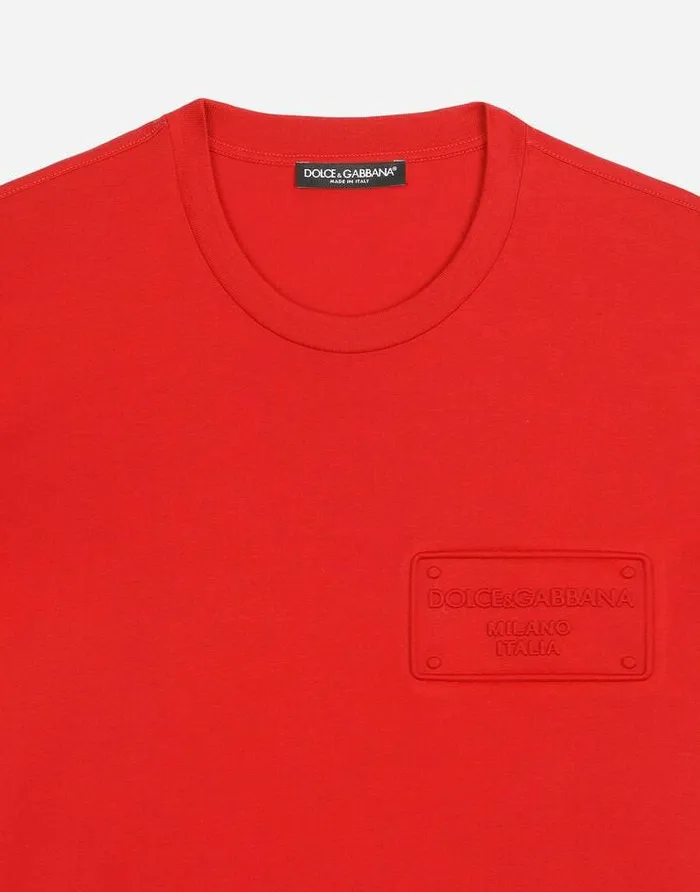 Dolce and Gabbana TShirts And Polos Men Tshirt With Embossed DolceandGabbana Tag Red Dolce and Gabbana TShirts And Polos Men Tshirt With Embossed DolceandGabbana Tag Red