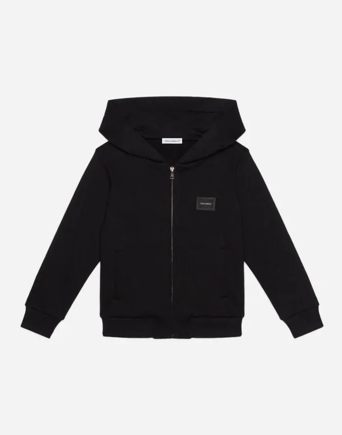 Dolce and Gabbana TShirts And Sweatshirts Children Jersey Hoodie With Plate Black Dolce and Gabbana TShirts And Sweatshirts Children Jersey Hoodie With Plate Black
