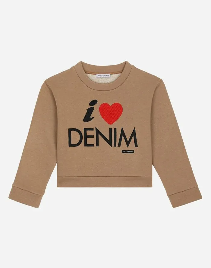 Dolce and Gabbana TShirts And Sweatshirts Children Jersey Roundneck Sweatshirt With Embroidery Pale Pink Dolce and Gabbana TShirts And Sweatshirts Children Jersey Roundneck Sweatshirt With Embroidery Pale Pink