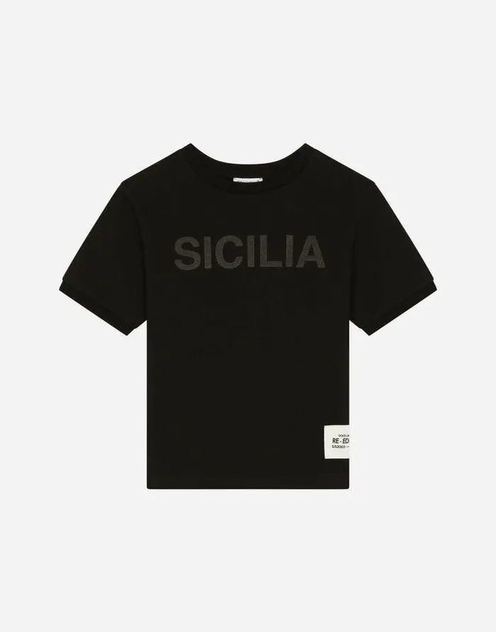 Dolce and Gabbana TShirts And Sweatshirts Children Jersey Tshirt With Rubberized Print Black Dolce and Gabbana TShirts And Sweatshirts Children Jersey Tshirt With Rubberized Print Black
