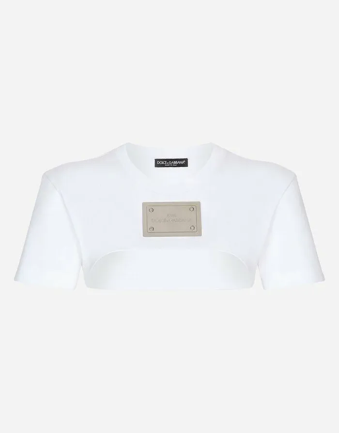 Dolce and Gabbana TShirts And Sweatshirts Women KIM DOLCEandGABBANA Cropped Jersey Tshirt With KIM DolceandGabbana Tag White Dolce and Gabbana TShirts And Sweatshirts Women KIM DOLCEandGABBANA Cropped Jersey Tshirt With KIM DolceandGabbana Tag White