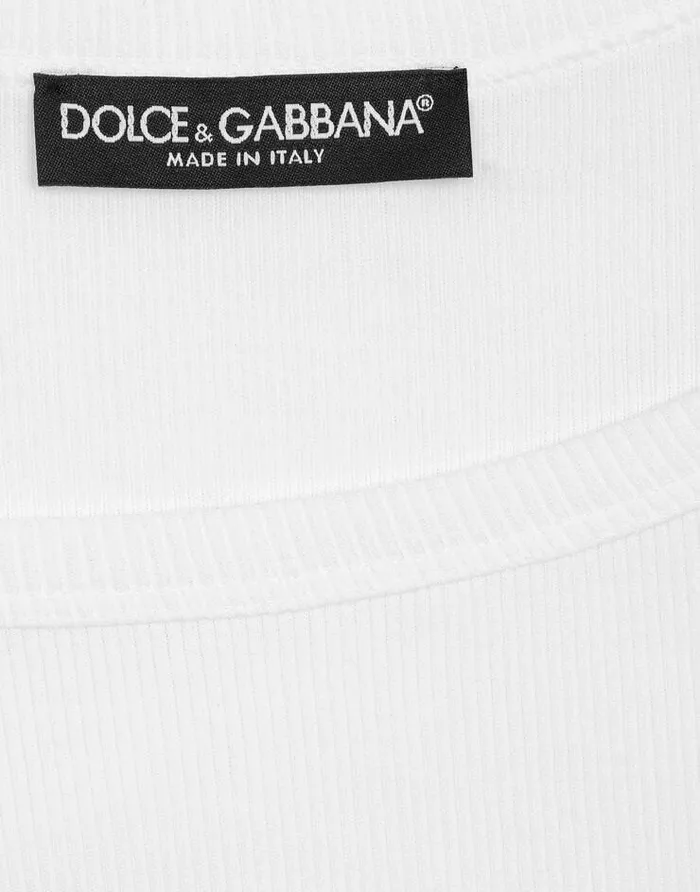 Dolce and Gabbana TShirts And Sweatshirts Women KIM DOLCEandGABBANA Finerib Cotton Tank Top With The ReEdition Label White Dolce and Gabbana TShirts And Sweatshirts Women KIM DOLCEandGABBANA Finerib Cotton Tank Top With The ReEdition Label White