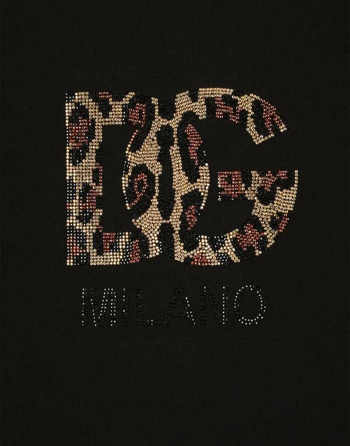 Dolce and Gabbana TShirts And Sweatshirts Women Short Tshirt With Fusiblerhinestone DG Logo Black Dolce and Gabbana TShirts And Sweatshirts Women Short Tshirt With Fusiblerhinestone DG Logo Black