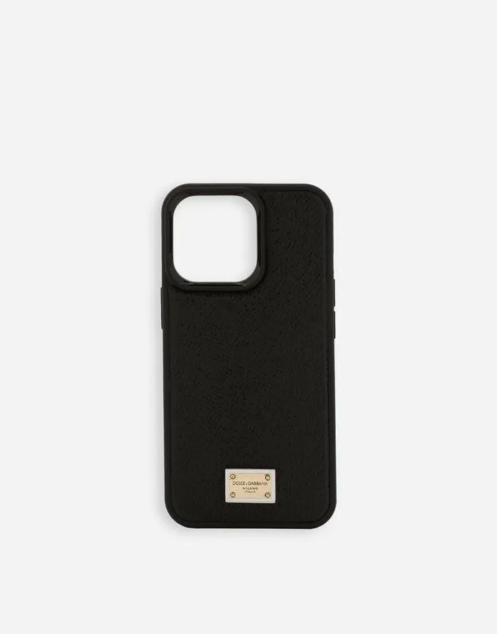 Dolce and Gabbana Technology Women Calfskin IPhone 13 Pro Cover Black