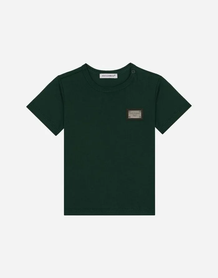 Dolce and Gabbana Topwear Children Jersey Tshirt With Logo Tag Multicolor