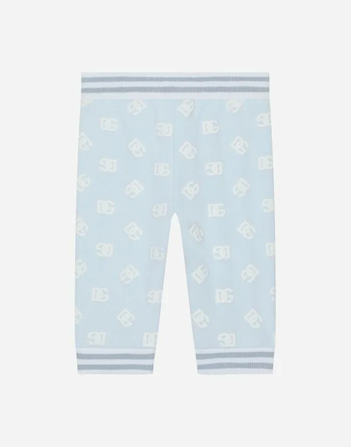 Dolce and Gabbana Trousers And Shorts Children Jersey Jogging Pants With Rubberized DG Logo Print Grey Dolce and Gabbana Trousers And Shorts Children Jersey Jogging Pants With Rubberized DG Logo Print Grey