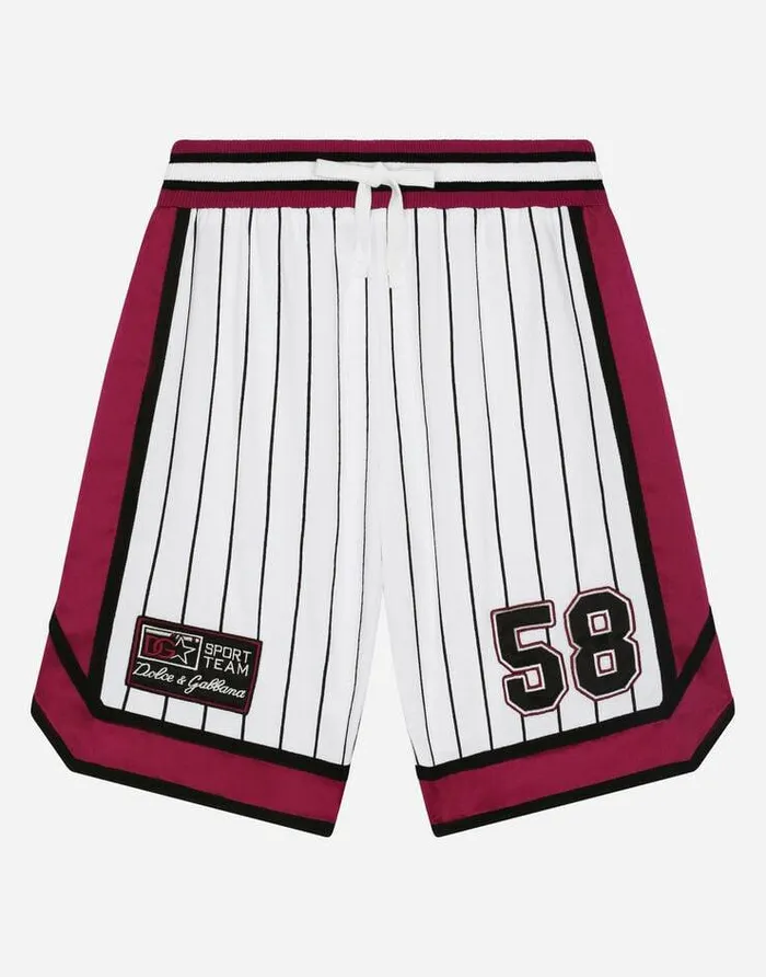 Dolce and Gabbana Trousers And Shorts Children Satin And Jersey Jogging Shorts With Patch Multicolor Dolce and Gabbana Trousers And Shorts Children Satin And Jersey Jogging Shorts With Patch Multicolor