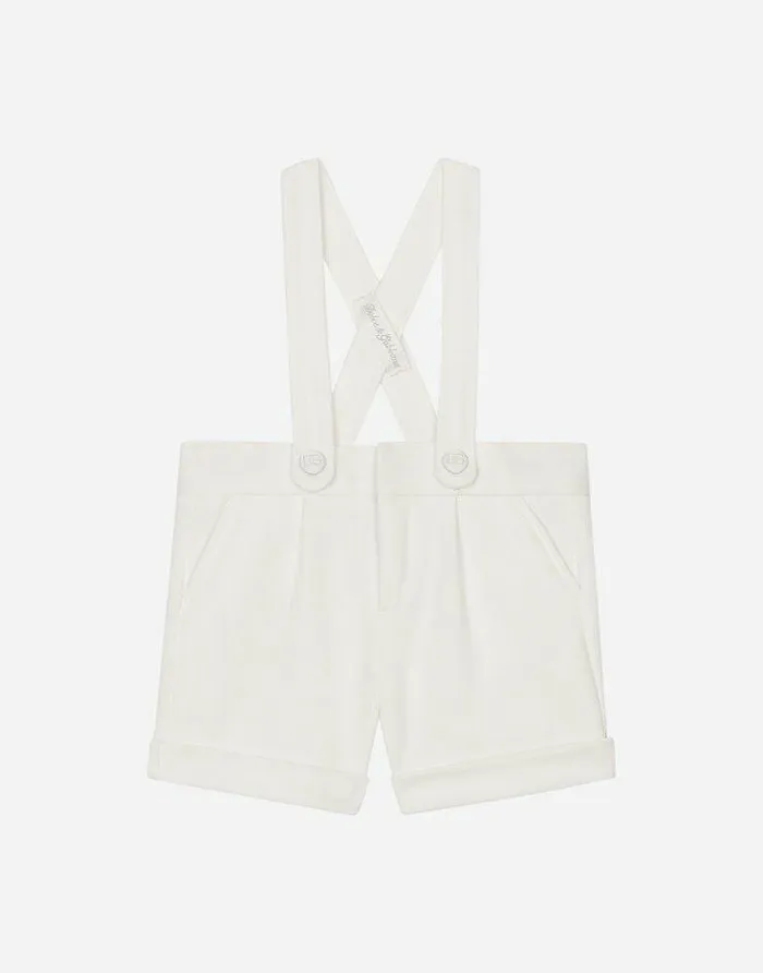Dolce and Gabbana Trousers And Shorts Children Textured Jersey Dungarees White Dolce and Gabbana Trousers And Shorts Children Textured Jersey Dungarees White