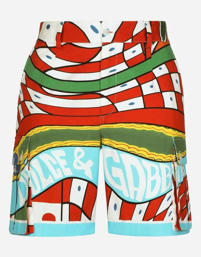 Dolce and Gabbana Trousers And Shorts Men Carrettoprint Stretch Drill Cargo Shorts Azure Dolce and Gabbana Trousers And Shorts Men Carrettoprint Stretch Drill Cargo Shorts Azure