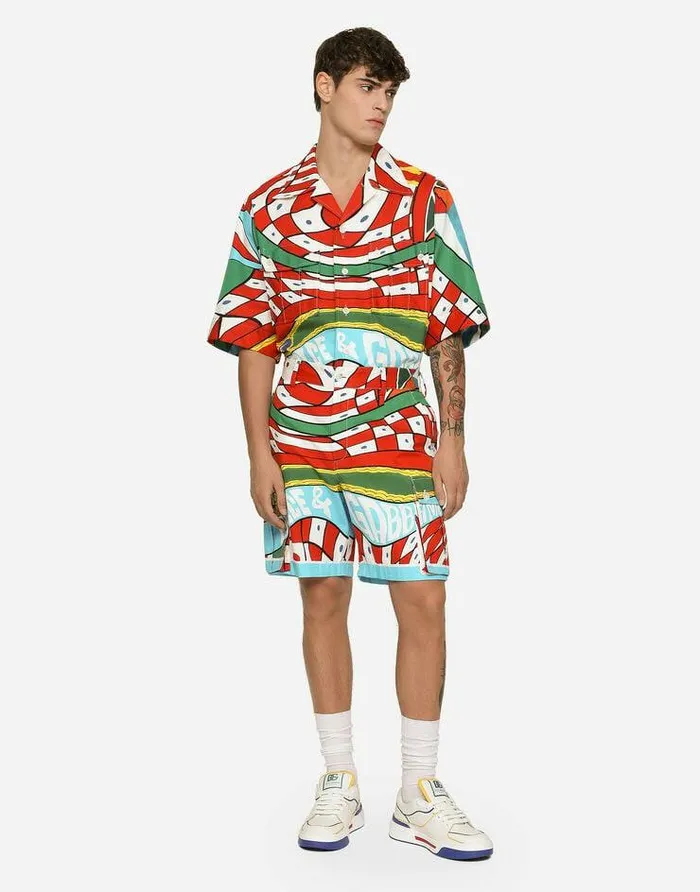 Dolce and Gabbana Trousers And Shorts Men Carrettoprint Stretch Drill Cargo Shorts Azure Dolce and Gabbana Trousers And Shorts Men Carrettoprint Stretch Drill Cargo Shorts Azure