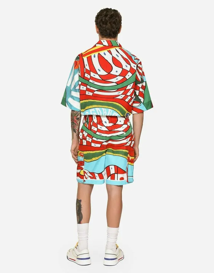 Dolce and Gabbana Trousers And Shorts Men Carrettoprint Stretch Drill Cargo Shorts Azure Dolce and Gabbana Trousers And Shorts Men Carrettoprint Stretch Drill Cargo Shorts Azure