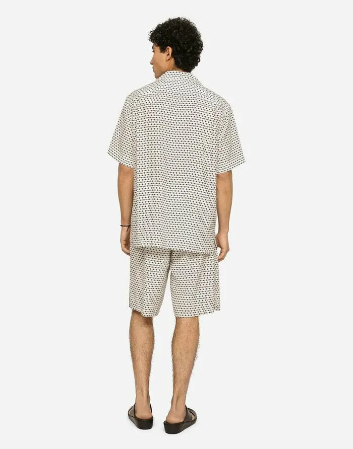 Dolce and Gabbana Trousers And Shorts Men Crepe De Chine Jogging Shorts With DG Logo Print White Dolce and Gabbana Trousers And Shorts Men Crepe De Chine Jogging Shorts With DG Logo Print White