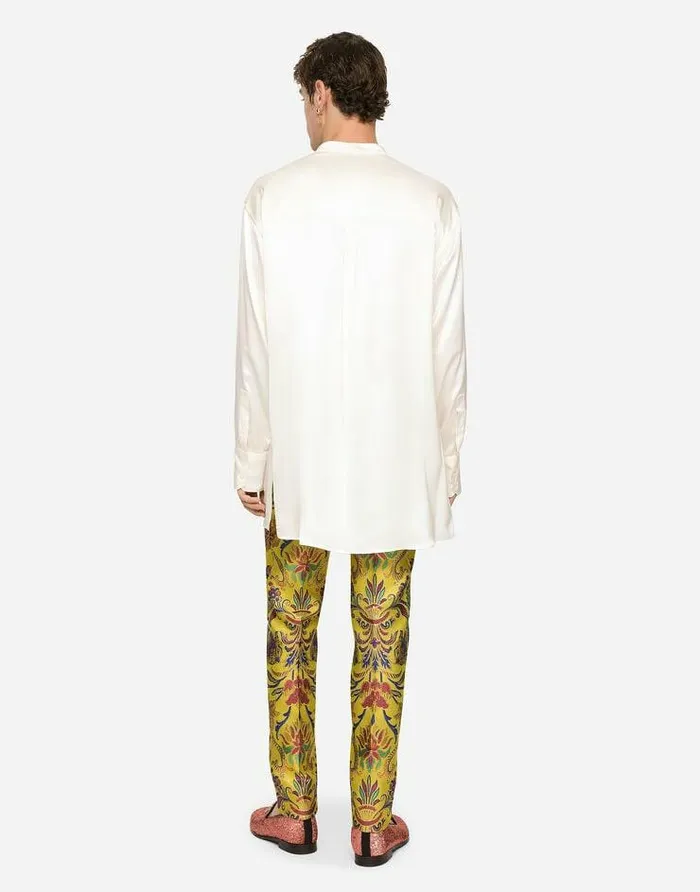 Dolce and Gabbana Trousers And Shorts Men Floral Lurex Jacquard Pants Multicolor