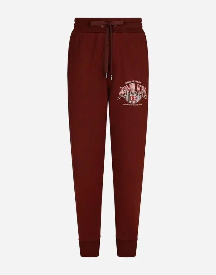 Dolce and Gabbana Trousers And Shorts Men Jersey Jogging Pants With DG Logo Print Bordeaux Dolce and Gabbana Trousers And Shorts Men Jersey Jogging Pants With DG Logo Print Bordeaux