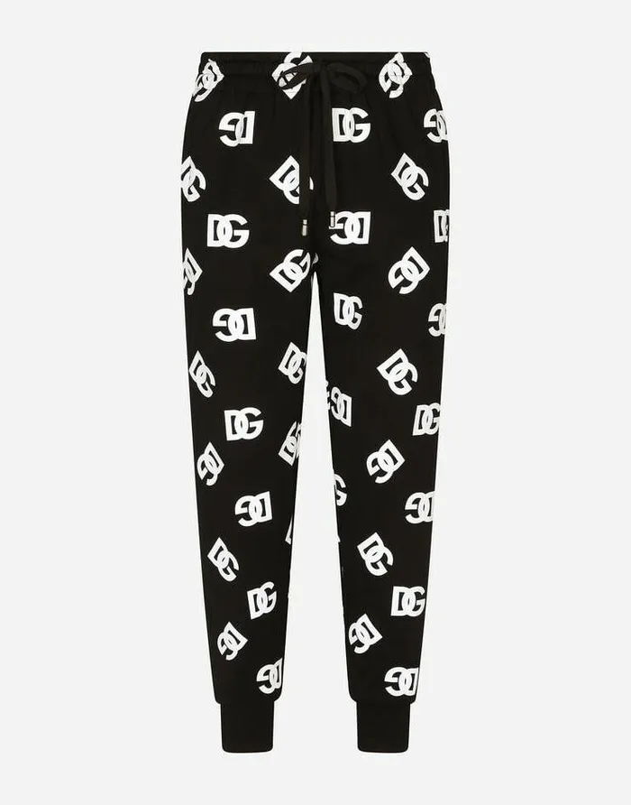 Dolce and Gabbana Trousers And Shorts Men Jersey Jogging Pants With DG Logo Print Multicolor Dolce and Gabbana Trousers And Shorts Men Jersey Jogging Pants With DG Logo Print Multicolor