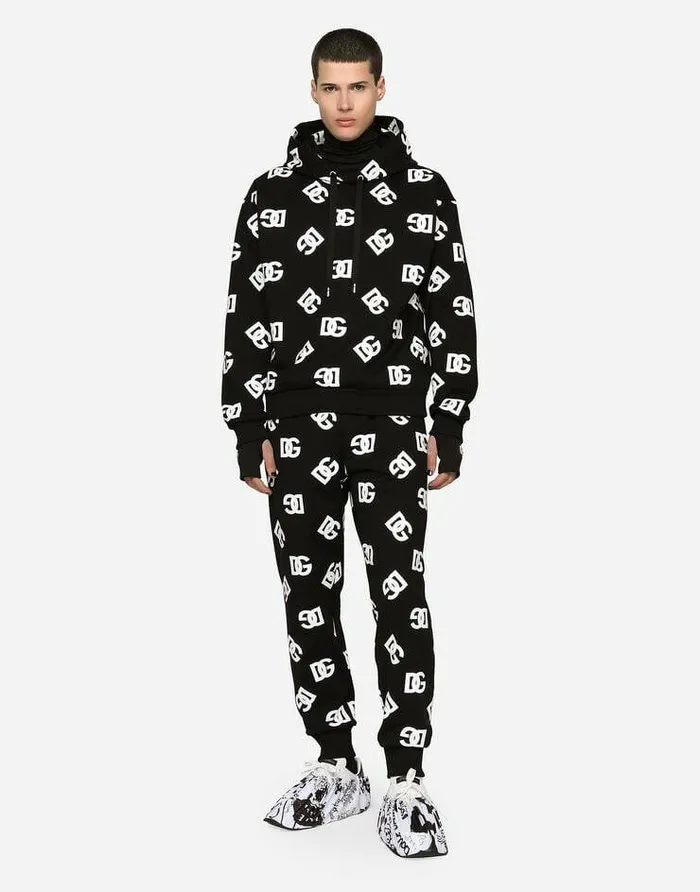 Dolce and Gabbana Trousers And Shorts Men Jersey Jogging Pants With DG Logo Print Multicolor Dolce and Gabbana Trousers And Shorts Men Jersey Jogging Pants With DG Logo Print Multicolor