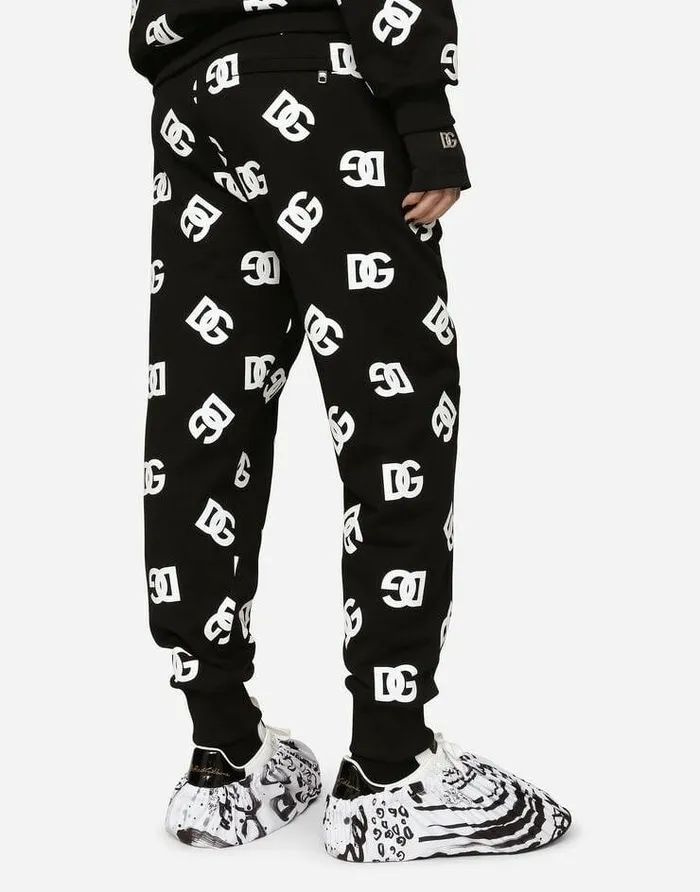 Dolce and Gabbana Trousers And Shorts Men Jersey Jogging Pants With DG Logo Print Multicolor Dolce and Gabbana Trousers And Shorts Men Jersey Jogging Pants With DG Logo Print Multicolor