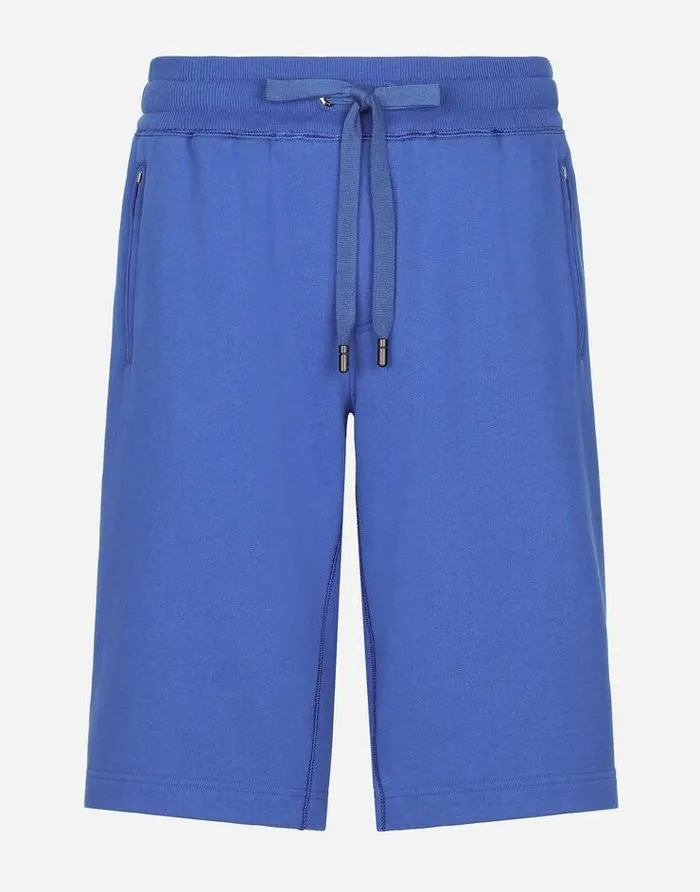 Dolce and Gabbana Trousers And Shorts Men Jersey Jogging Shorts With Logo Tag Blue Dolce and Gabbana Trousers And Shorts Men Jersey Jogging Shorts With Logo Tag Blue