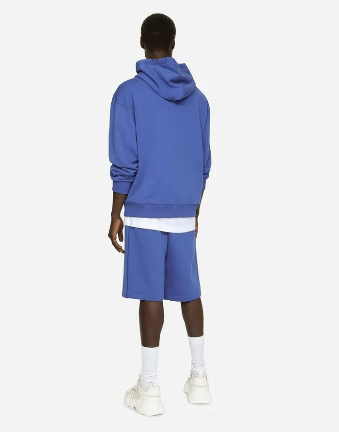 Dolce and Gabbana Trousers And Shorts Men Jersey Jogging Shorts With Logo Tag Blue Dolce and Gabbana Trousers And Shorts Men Jersey Jogging Shorts With Logo Tag Blue