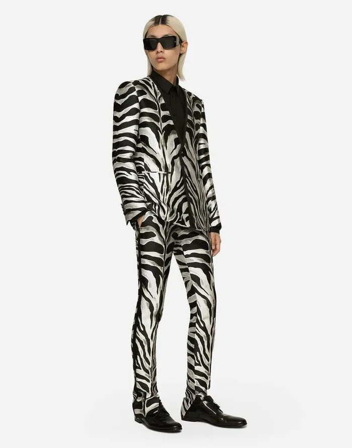 Dolce and Gabbana Trousers And Shorts Men Lam Jacquard Pants With Zebra Design Multicolor Dolce and Gabbana Trousers And Shorts Men Lam Jacquard Pants With Zebra Design Multicolor