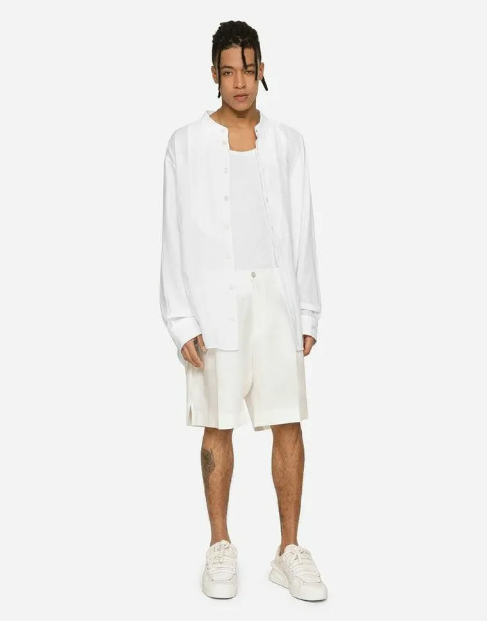 Dolce and Gabbana Trousers And Shorts Men Linen Shorts White