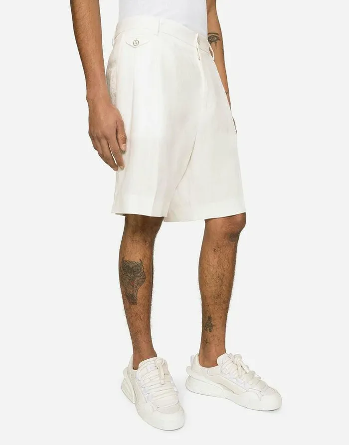 Dolce and Gabbana Trousers And Shorts Men Linen Shorts White